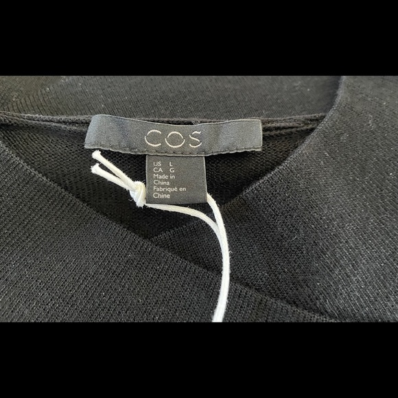 NWT COS VIRGIN WOOL MIDI BLACK A- LINE FLARE DRESS SIZE L . - Picture 4 of 8